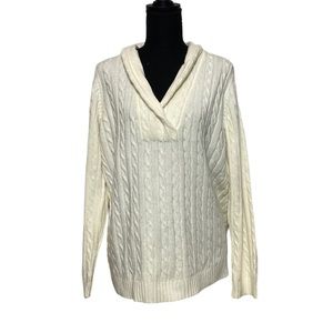 Vintage White Cable Knit Sweater L